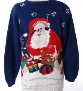 Ugly Tacky Christmas SANTA BICYCLE Sweater Contest Party Sz M